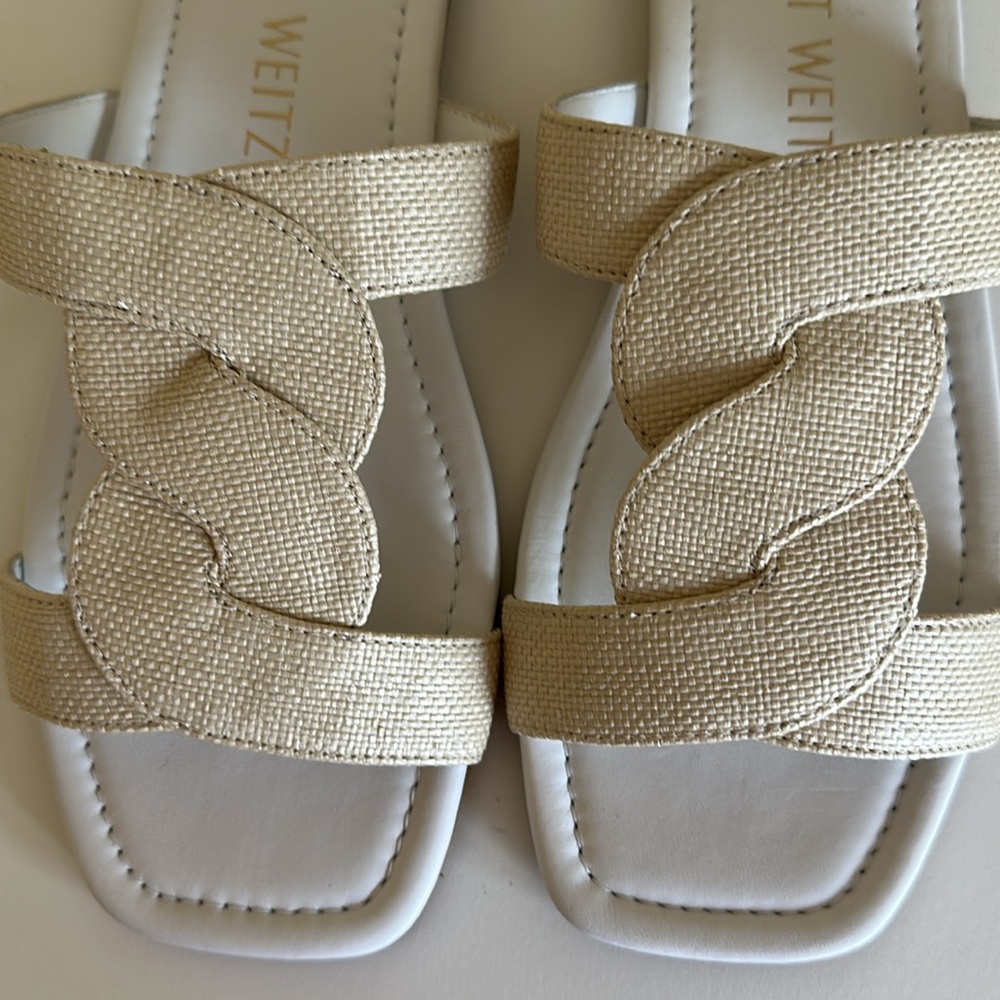 New Stuart Weitzman Cream Braided Sandals. Size 7.5. - Picture 2 of 5
